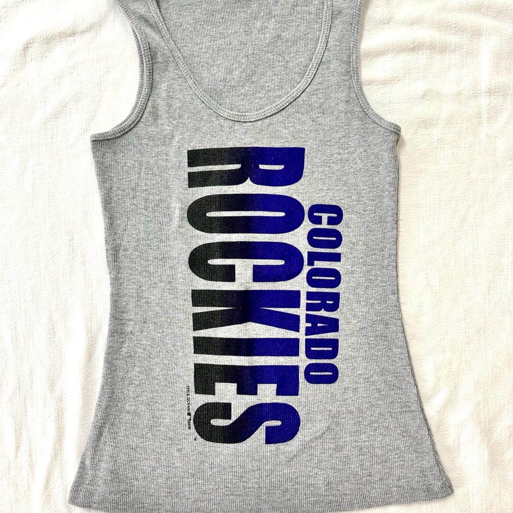Gray Colorado Rockies Y2k Ribbed Stretch Tank Top